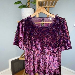 Lucky Brand Velvet Purple Paisley Blouse